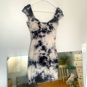 Tie dye fitted cap sleeve bodycon dress